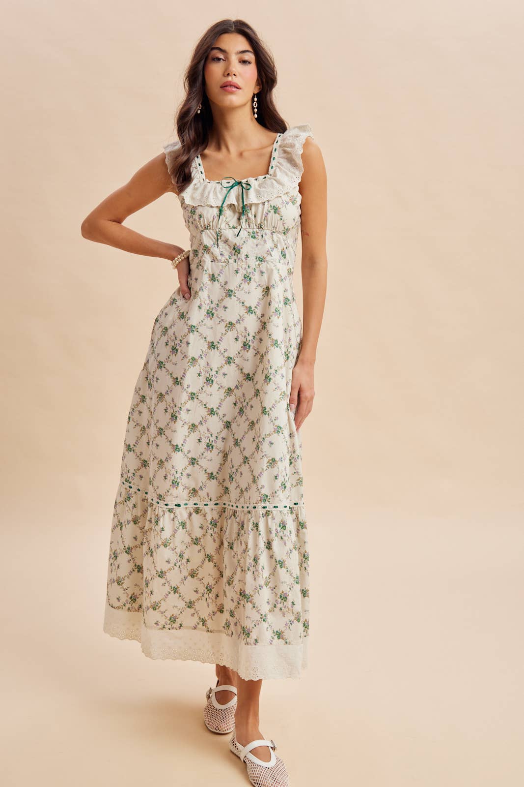 Blümchen Midikleid "Harper" grün