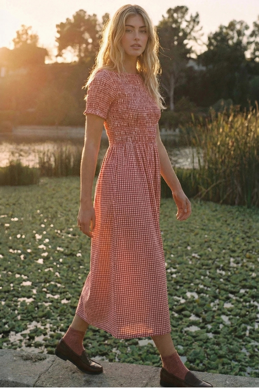 Rotes Kariertes Midikleid "Remi"