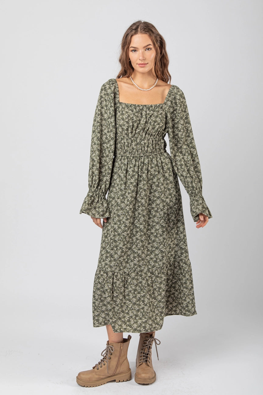 Blümchen Midikleid "Mabel" (Grün)