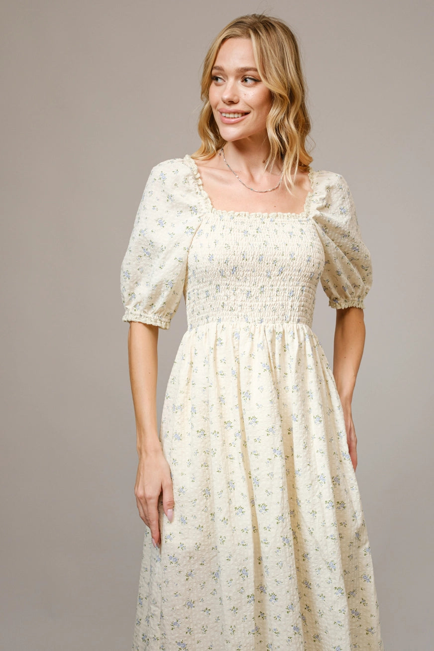 Romantisches Blümchen Midikleid "Millie" Blau