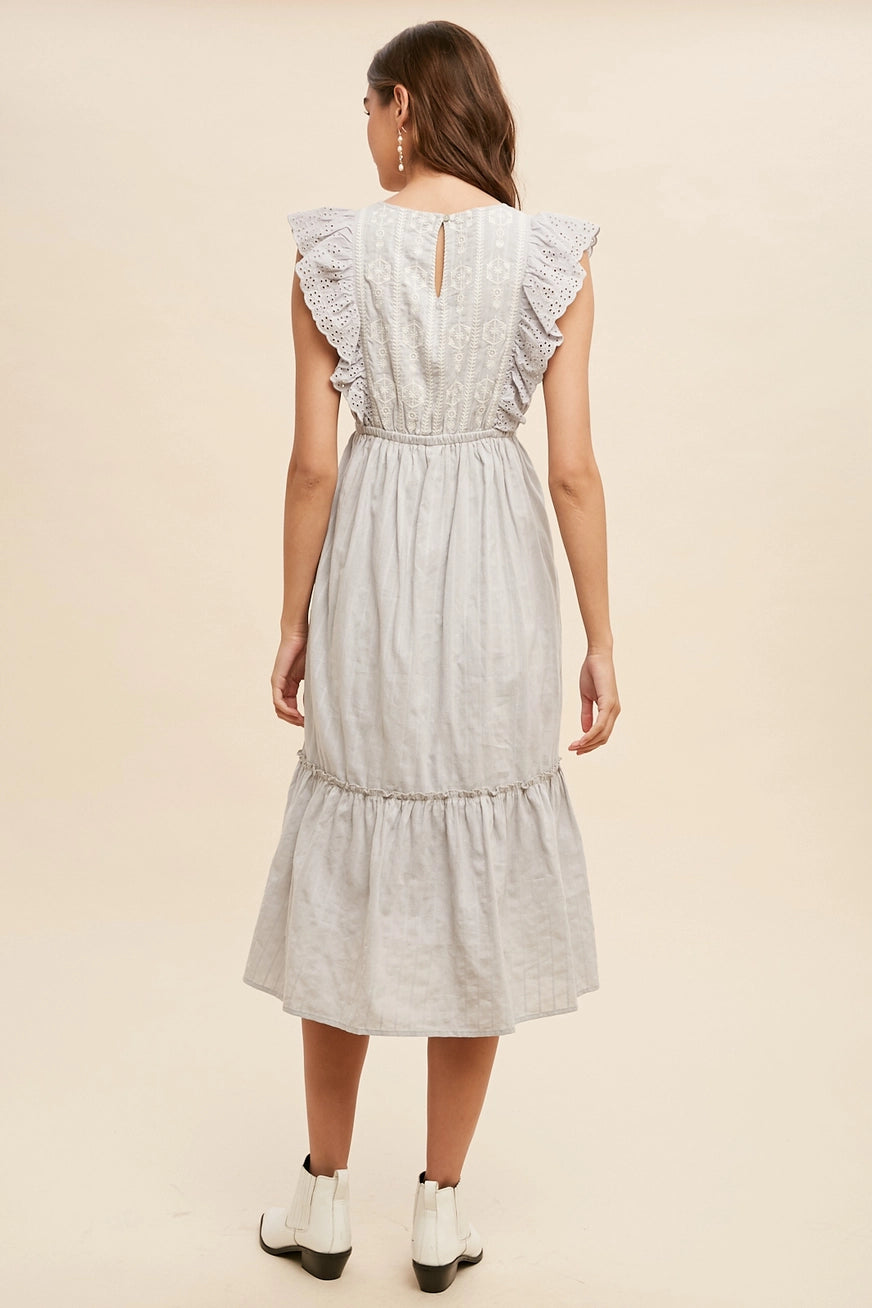 Besticktes Midikleid "Dove"