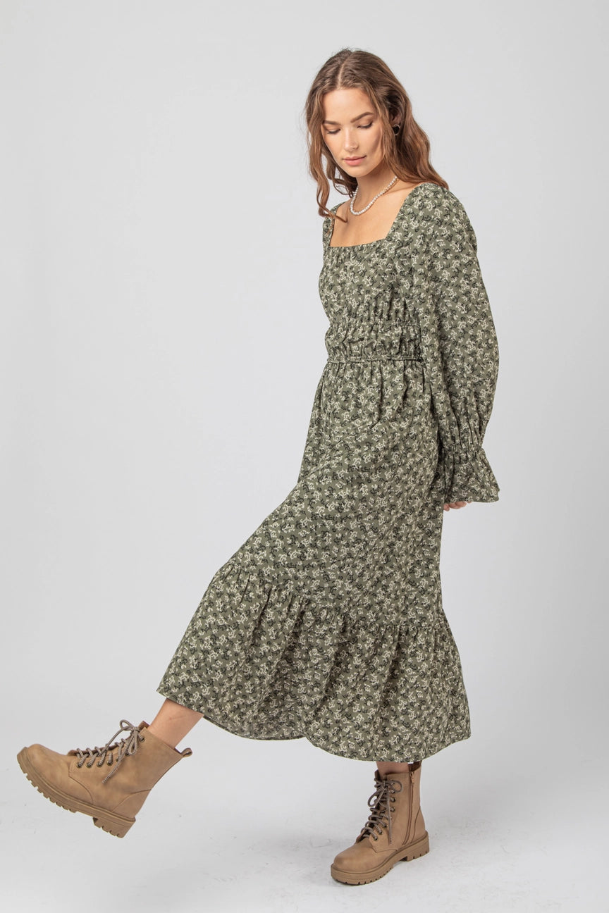 Blümchen Midikleid "Mabel" (Grün)