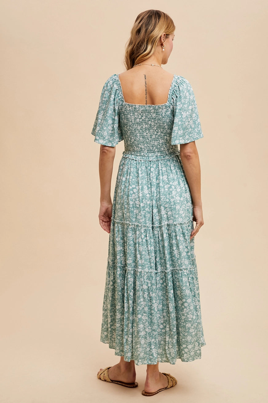 Blümchen Midi/Maxikleid "Daisy" Grün
