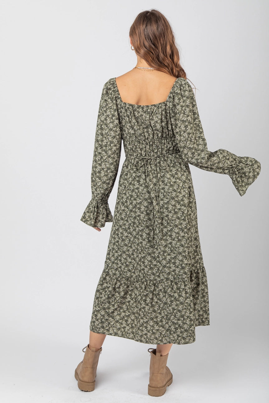 Blümchen Midikleid "Mabel" (Grün)