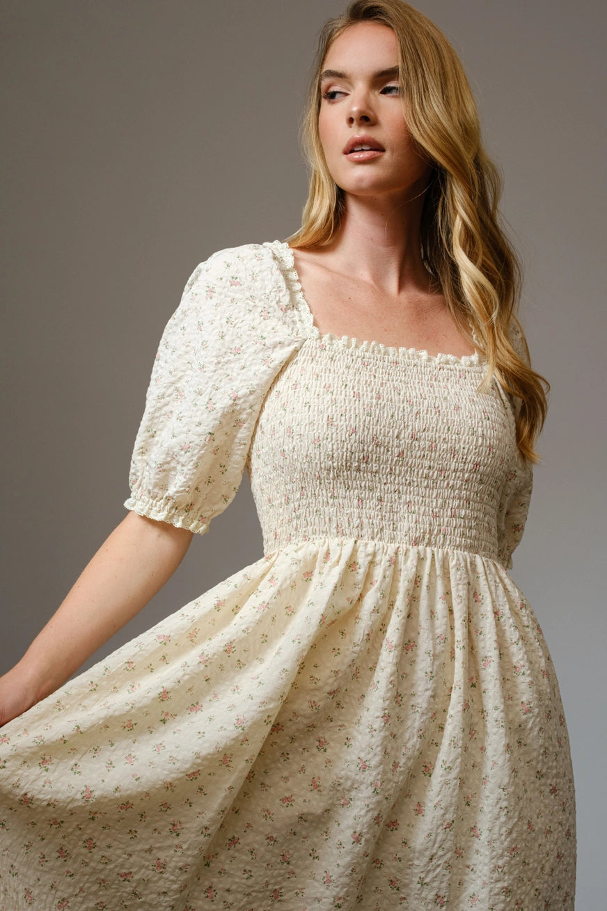 Romantisches Blümchen Midikleid "Millie" Blau