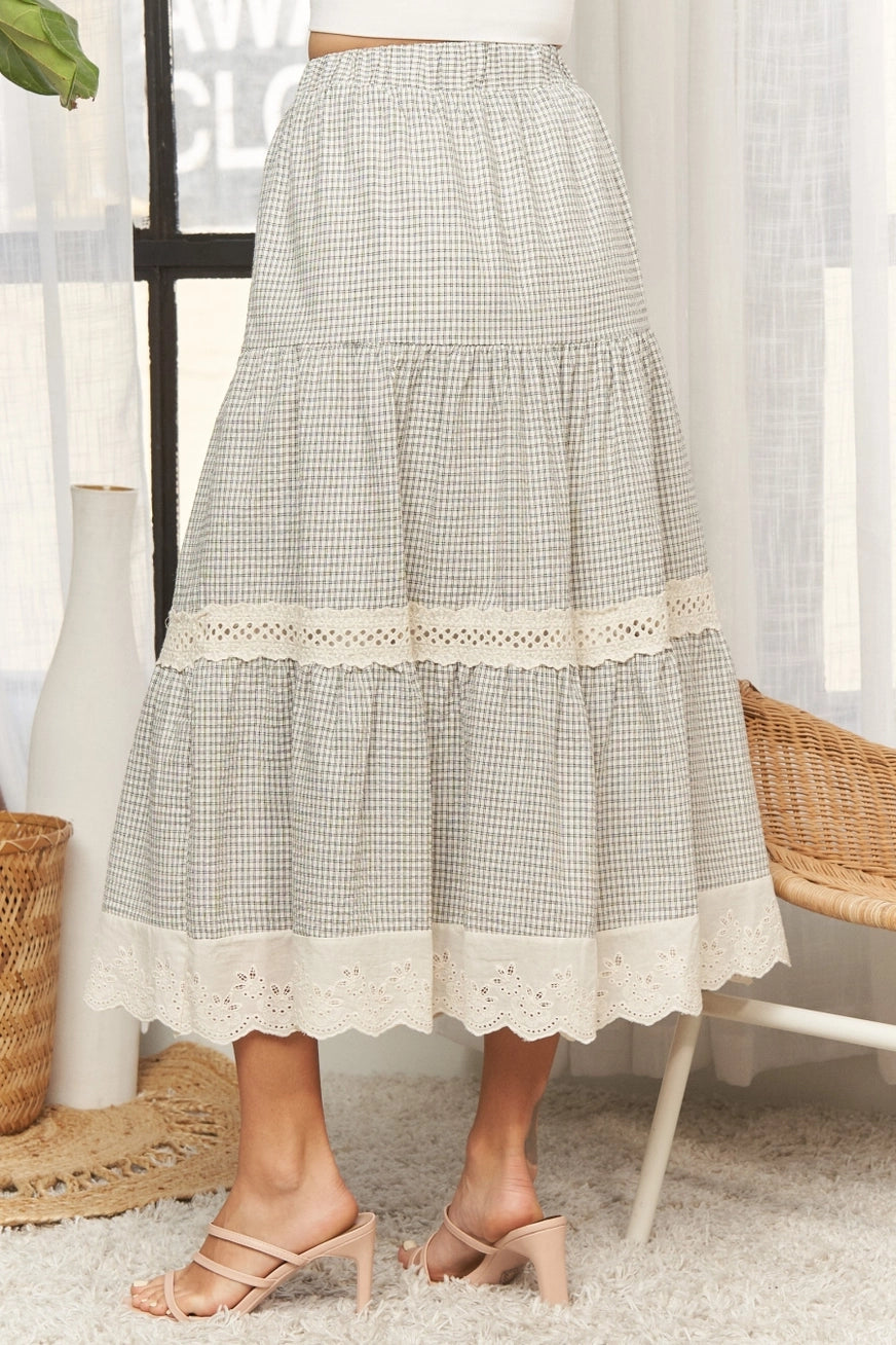 Karierter Midirock "Nelli" (hellgrau)