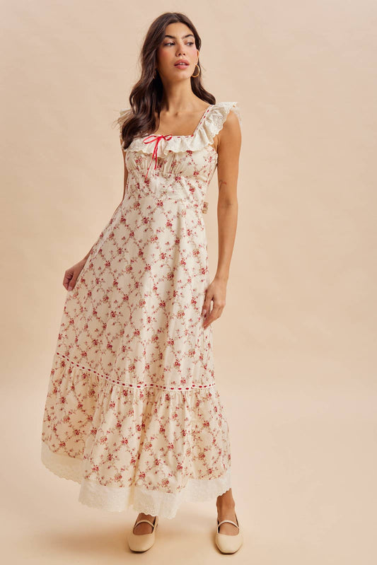 Blümchen Midikleid "Harper" rot