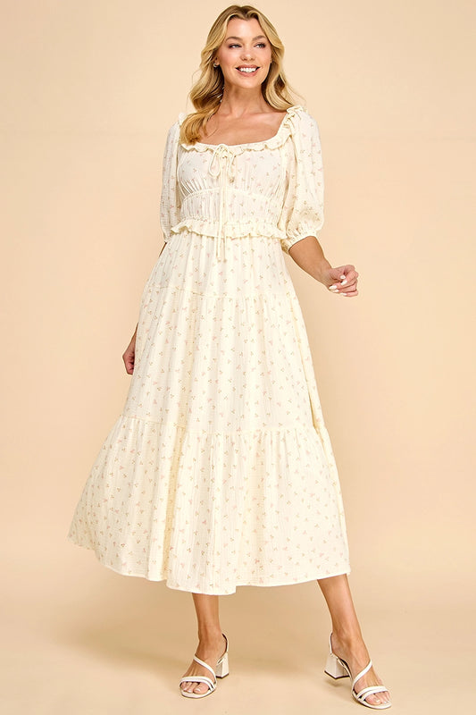 Midikleid "Dorthy" mit Schleifen und Blumendetails