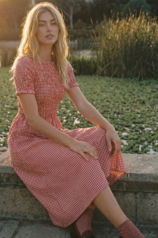 Rotes Kariertes Midikleid "Remi"
