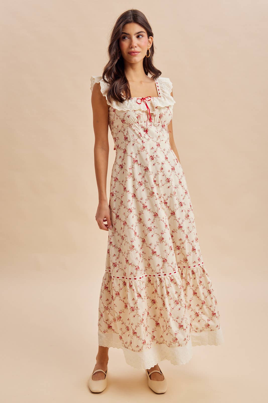 Blümchen Midikleid "Harper" rot