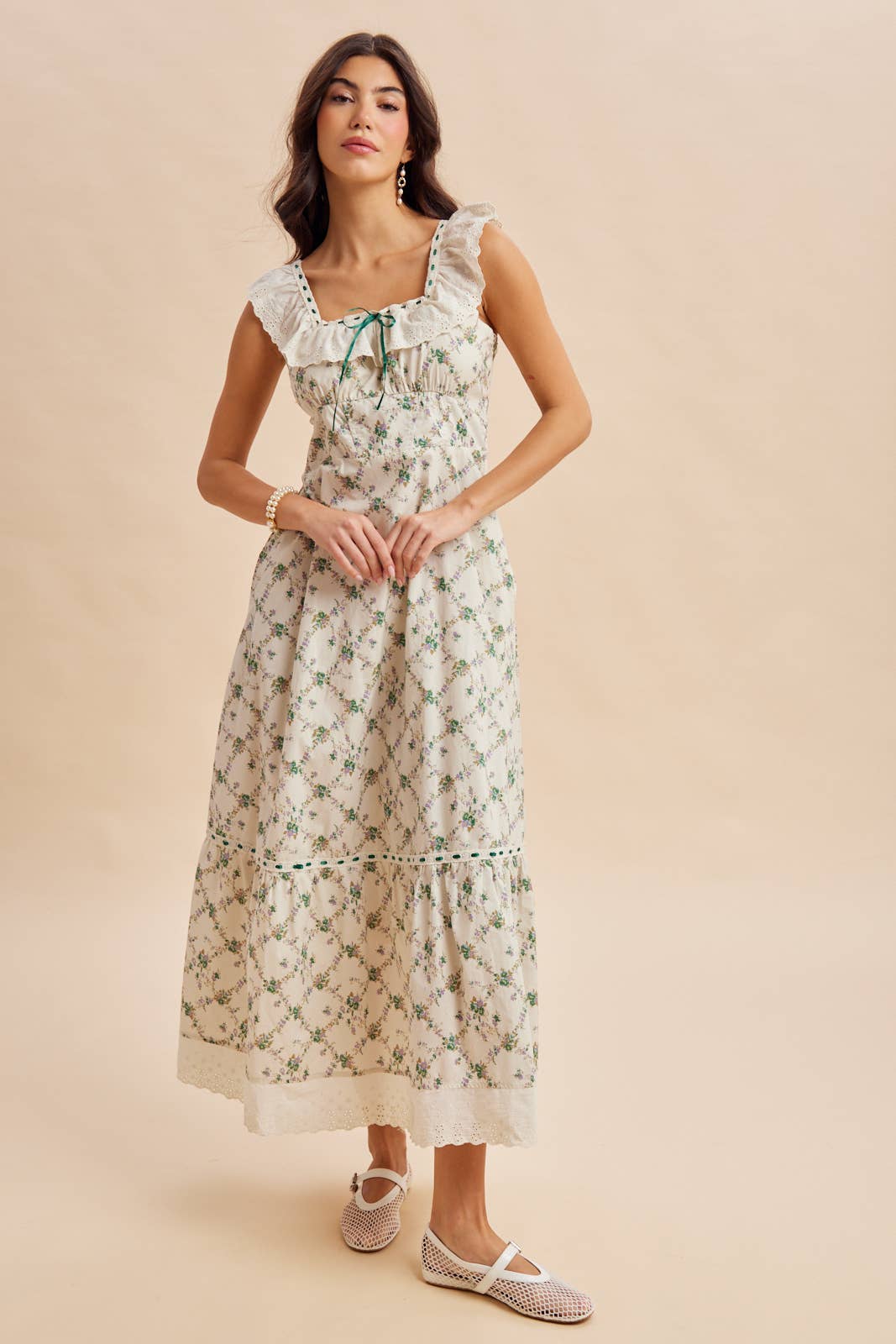 Blümchen Midikleid "Harper" grün
