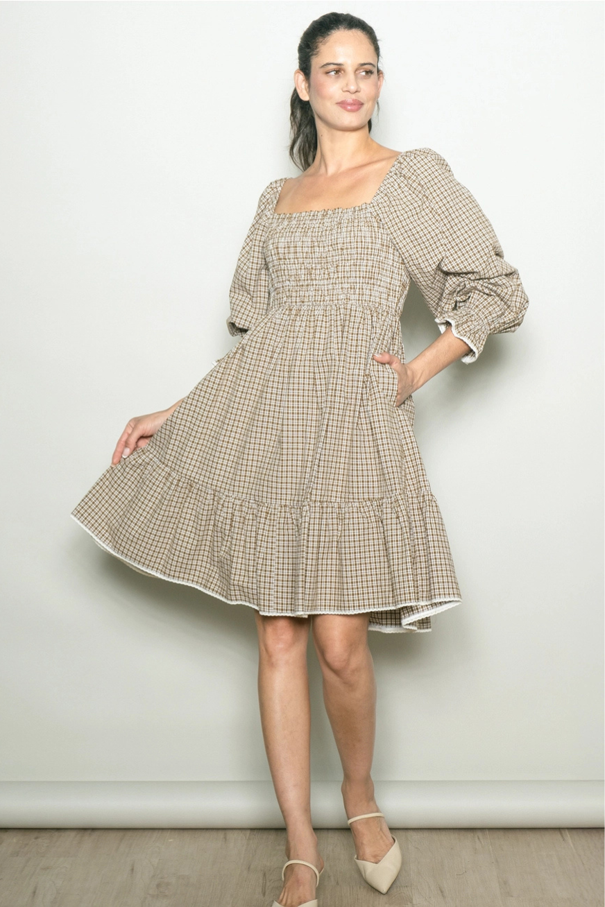 Knielanges Kariertes Midikleid "Harlow"