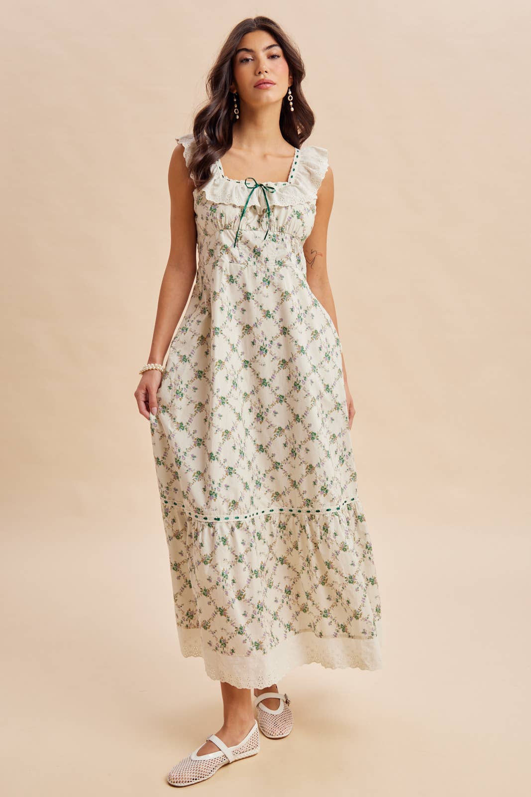 Blümchen Midikleid "Harper" grün