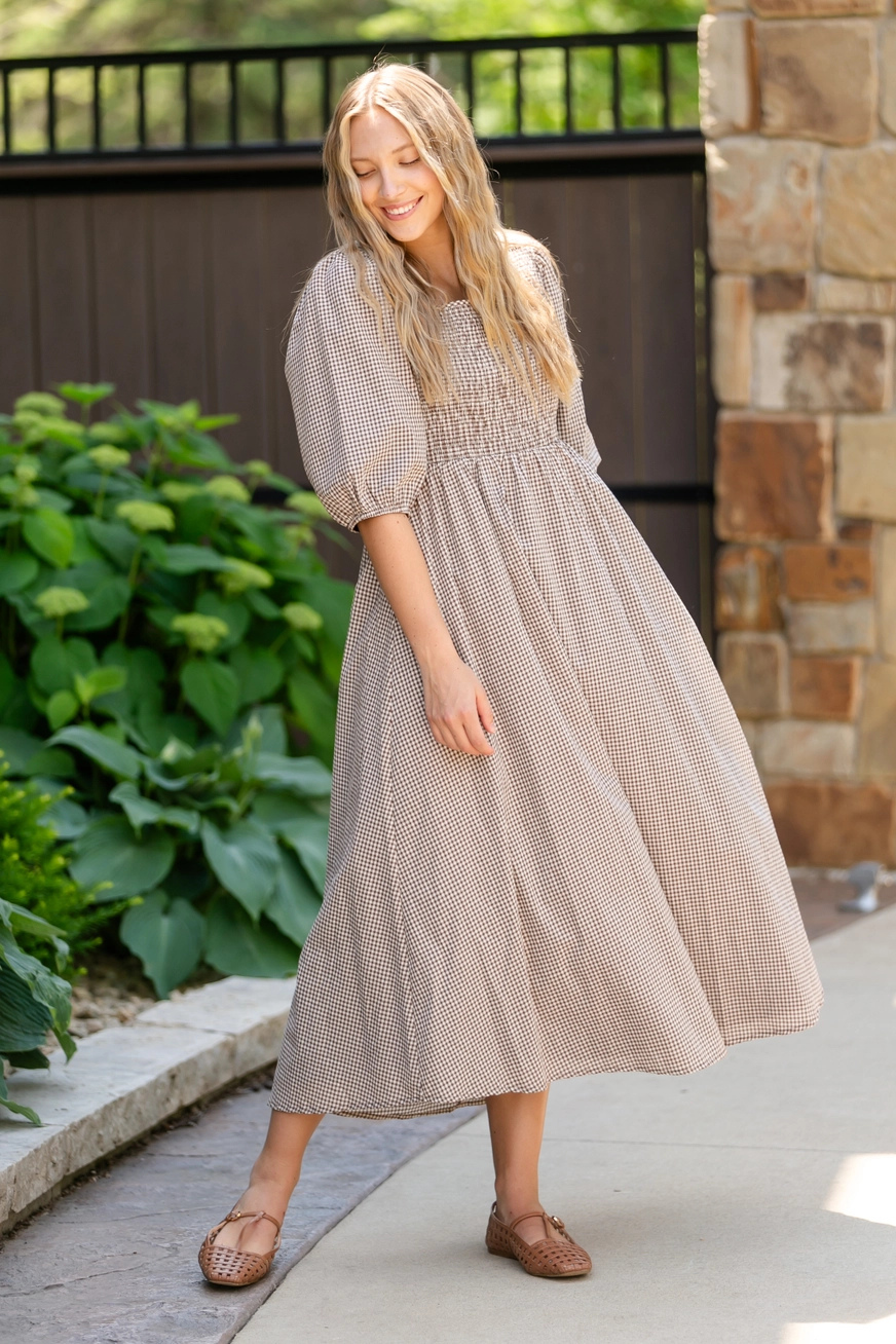 Kariertes Midikleid "Brielle"
