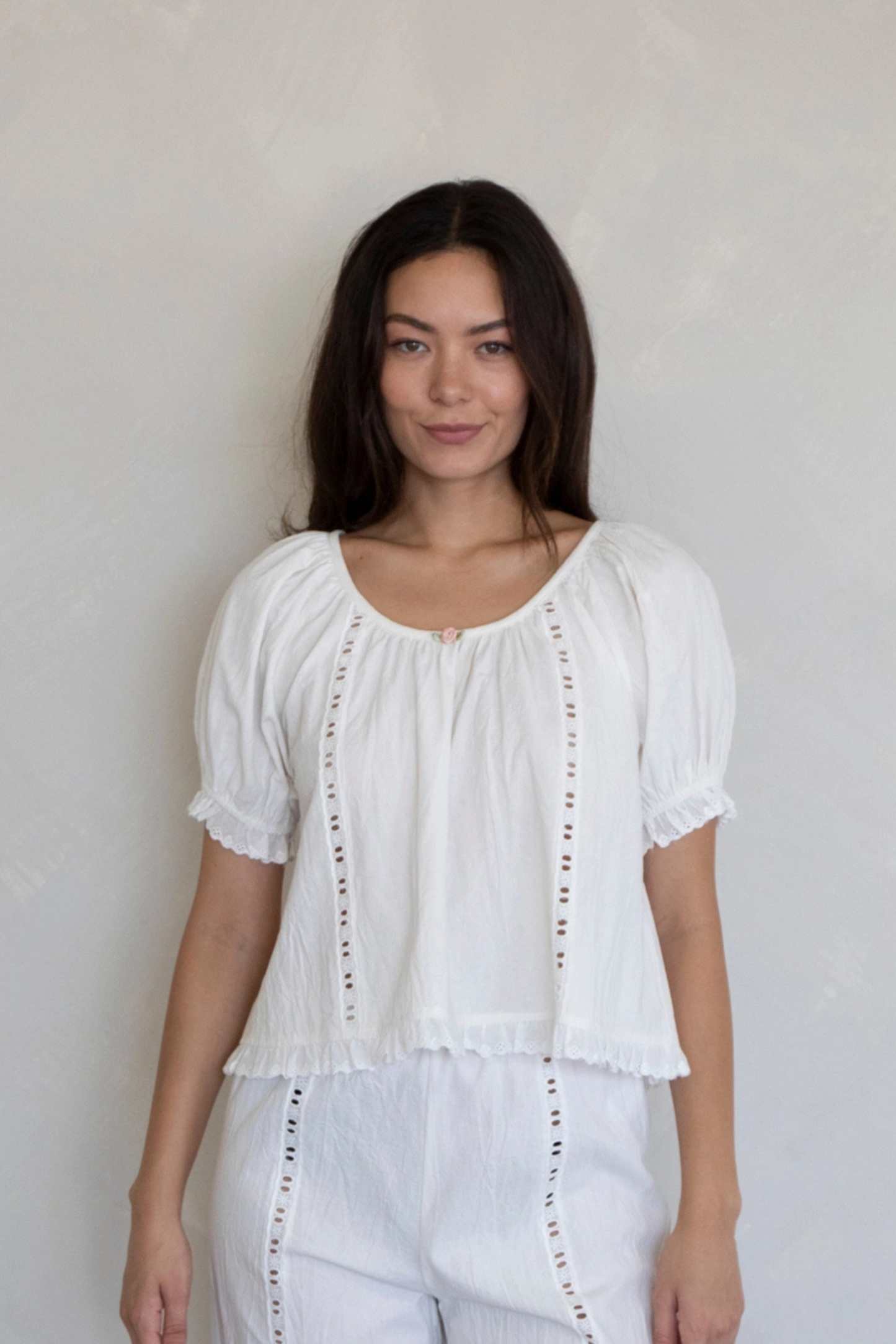 Bluse aus Baumwolle "Irine" mit Spitzendetails