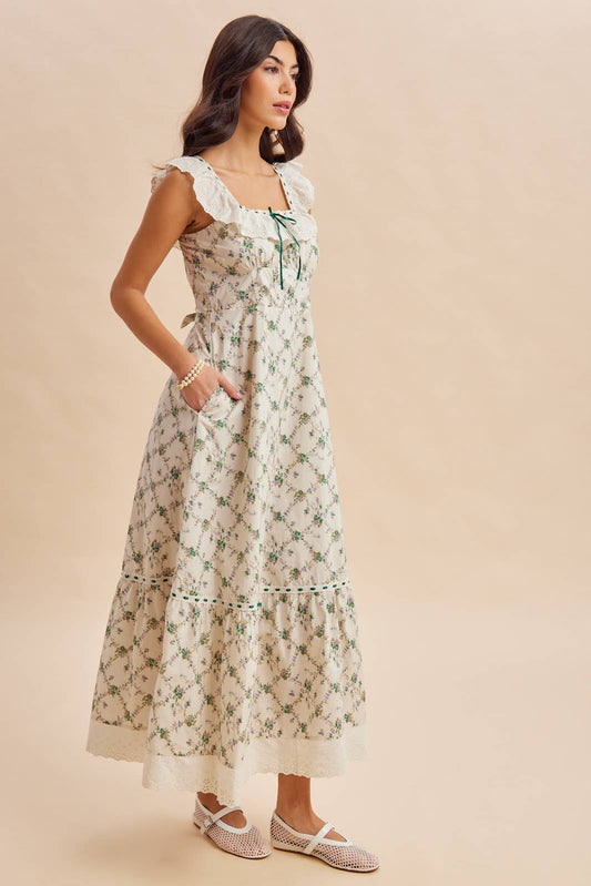 Blümchen Midikleid "Harper" grün