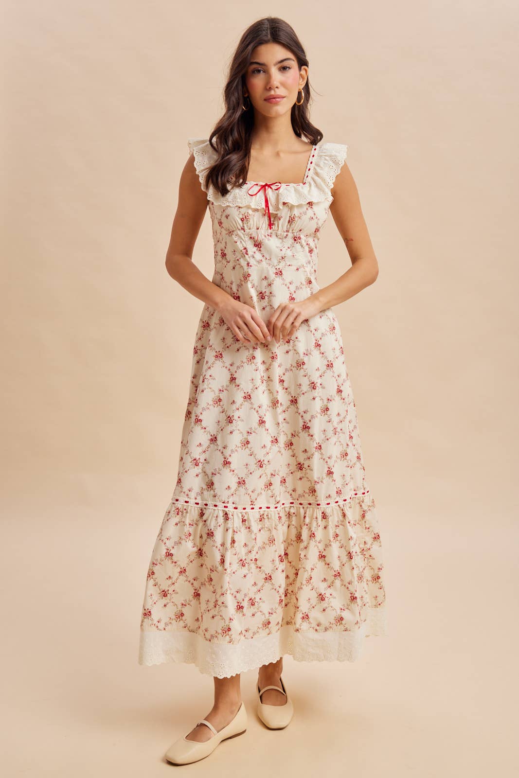Blümchen Midikleid "Harper" rot