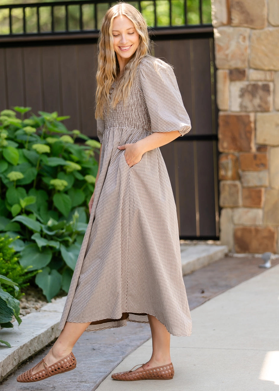 Kariertes Midikleid "Brielle"