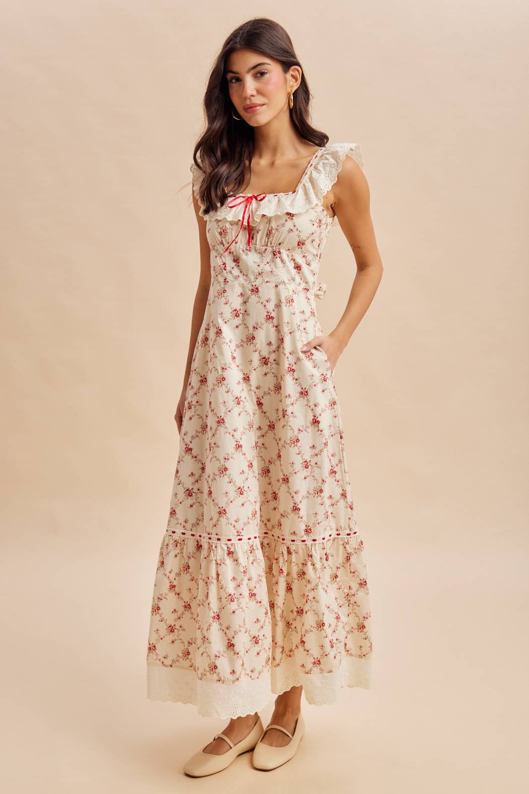 Blümchen Midikleid "Harper" rot