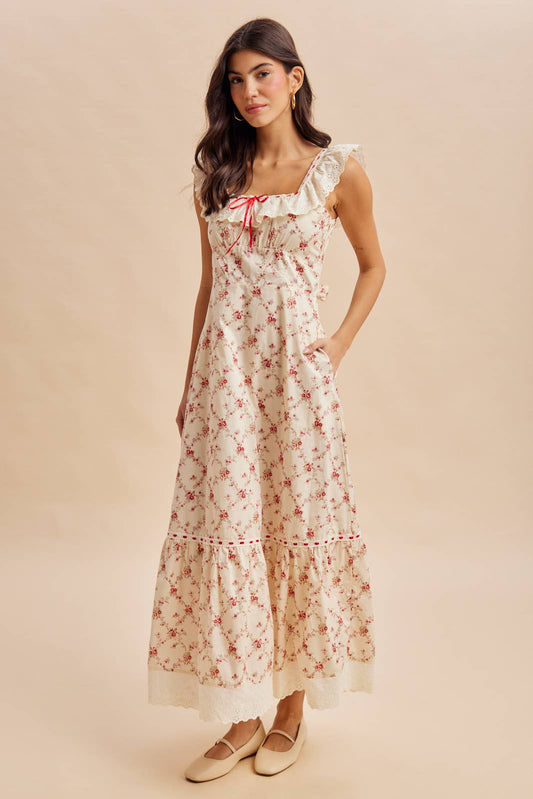 Blümchen Midikleid "Harper" rot