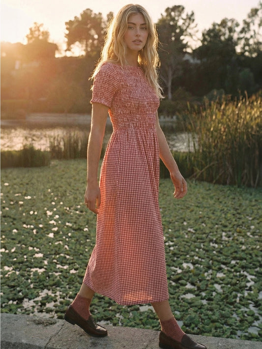 Rotes Kariertes Midikleid "Remi"