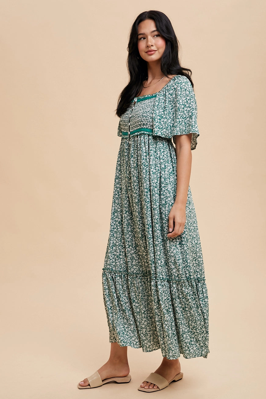 Blümchen Midi/Maxikleid "Steffi" mit Flatterärmel