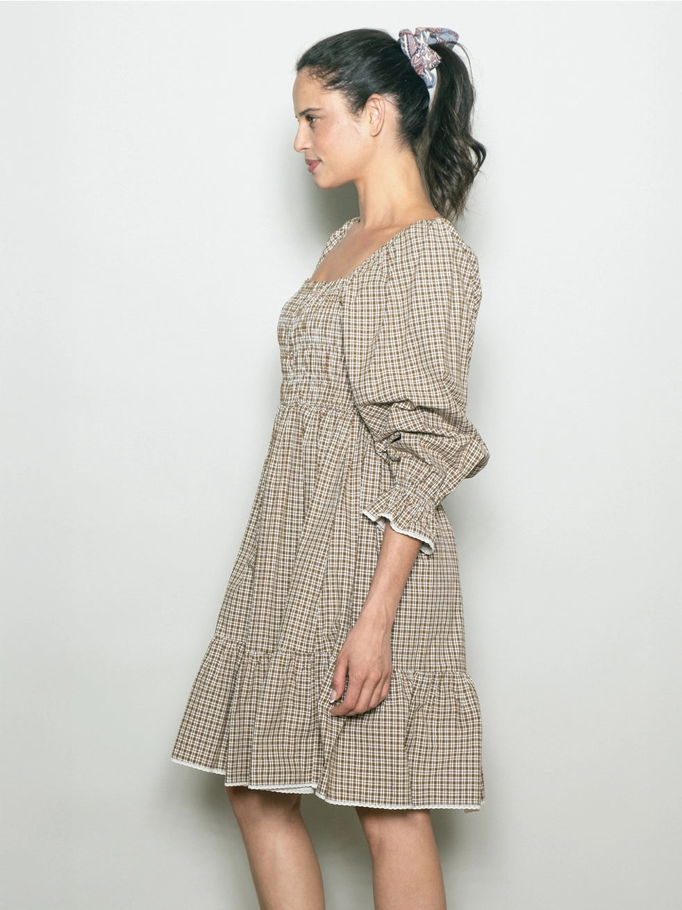 Knielanges Kariertes Midikleid "Harlow"