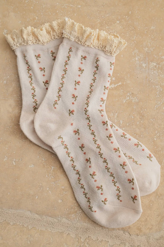 Blümchen Socken- creme
