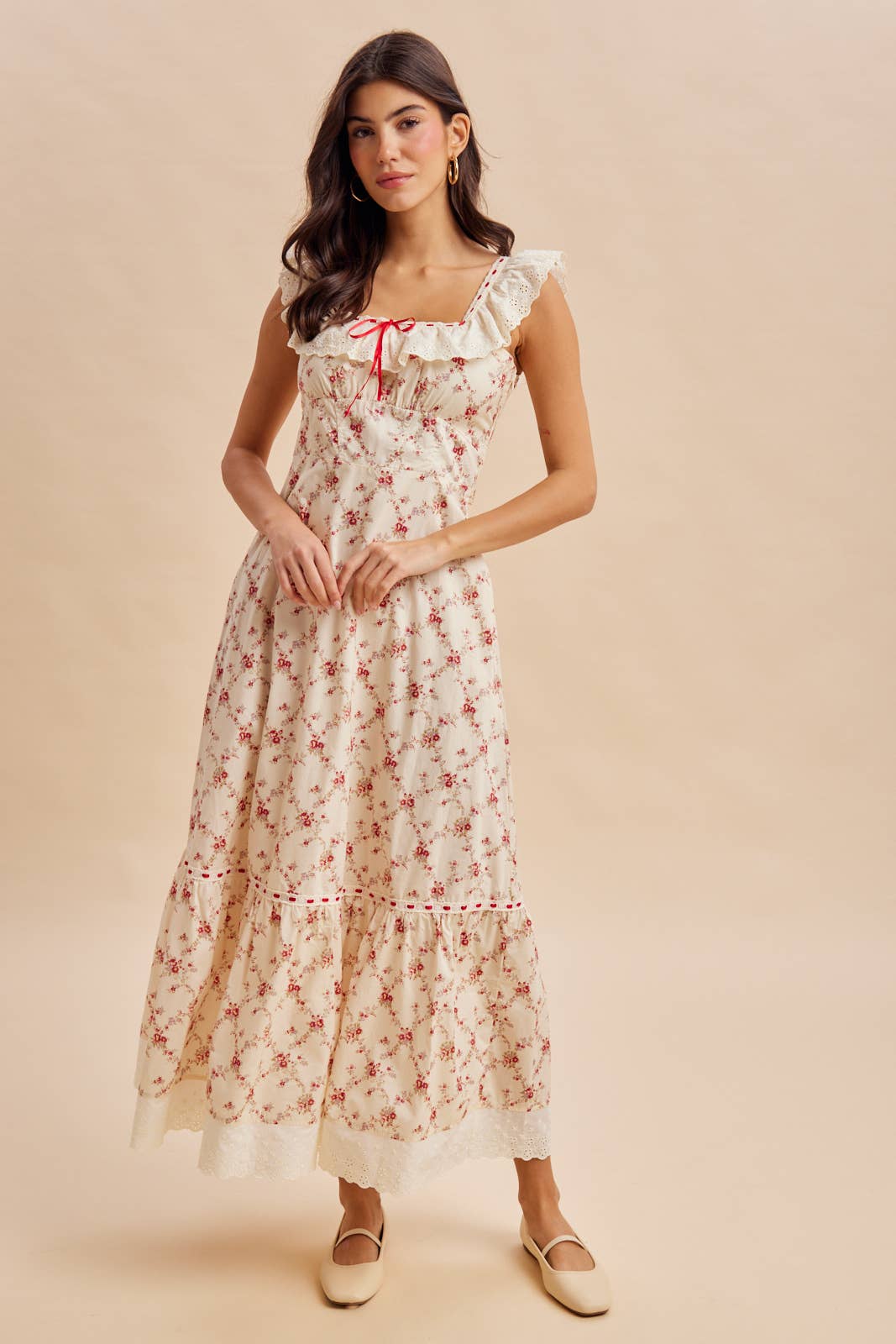 Blümchen Midikleid "Harper" rot