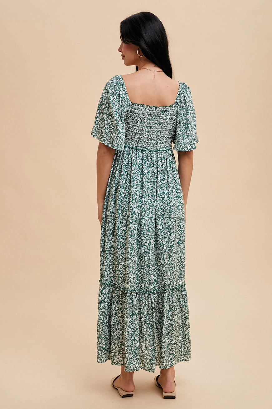 Blümchen Midi/Maxikleid "Steffi" mit Flatterärmel