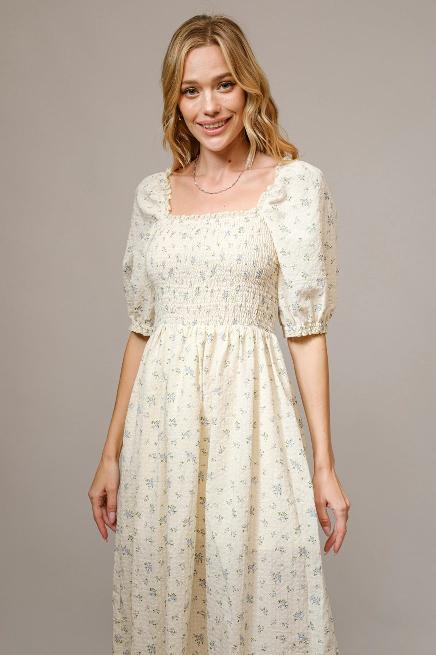 Romantisches Blümchen Midikleid "Millie" Blau